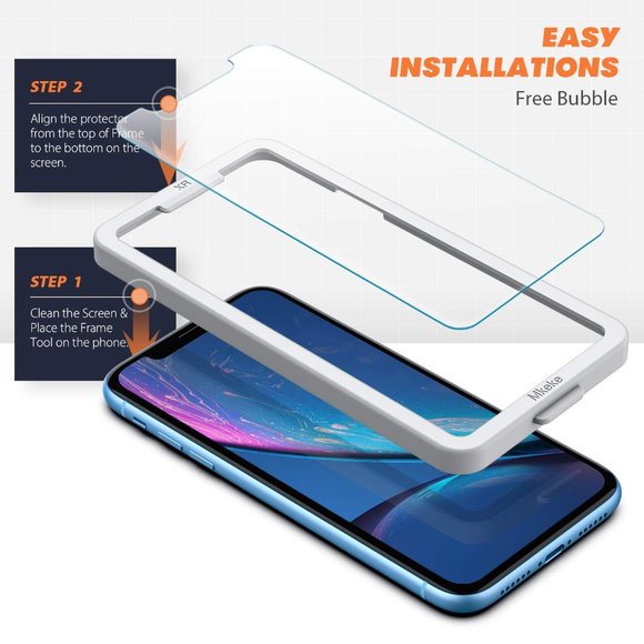 [3 Pack] iPhone 12 / 12 Pro / iPhone 11 / XR Glass Screen Protector + Installer - Picture 6 of 6